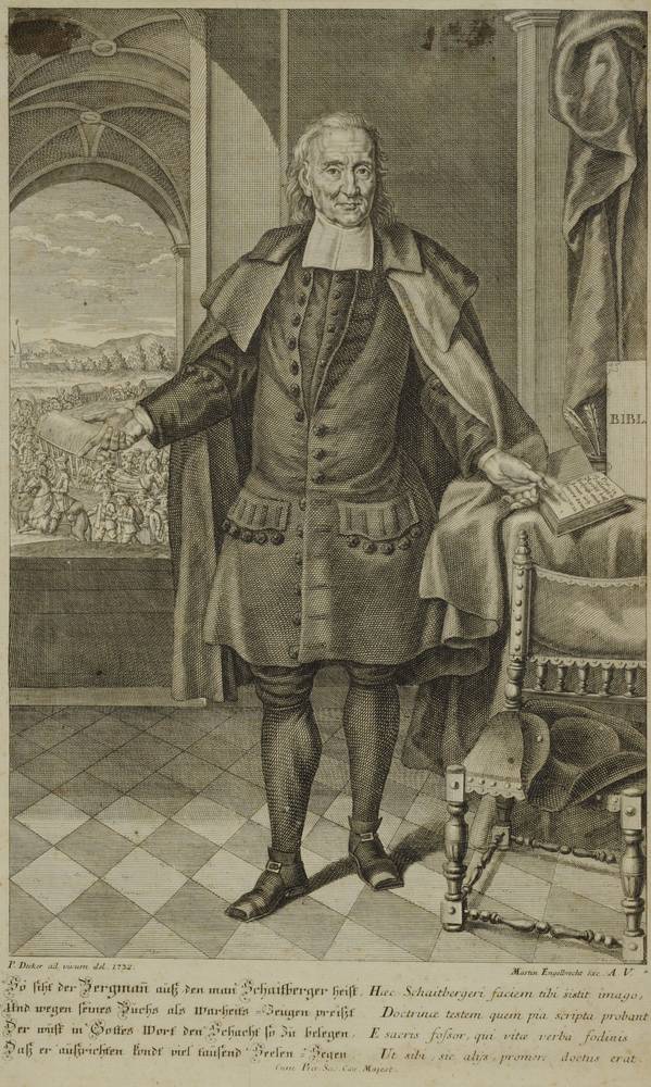 Bildnis Joseph Schaitberger (1658–1733), Martin Engelbrecht (1684–1756) nach Paul Decker d. J. (1685–1742), Augsburg, 1732, Kupferstich, Salzburg Museum, Inv.-Nr. 7312 b-49