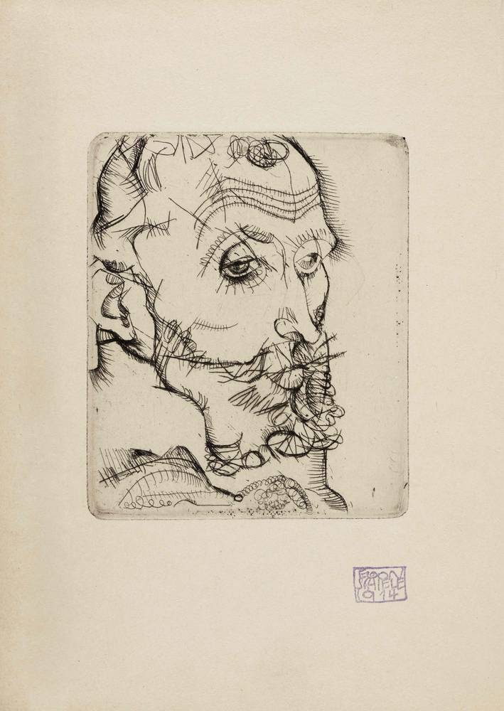 Egon Schiele (1890–1918), Porträt Franz Hauer 1914, 1921, Papier, Radierung, © Salzburg Museum