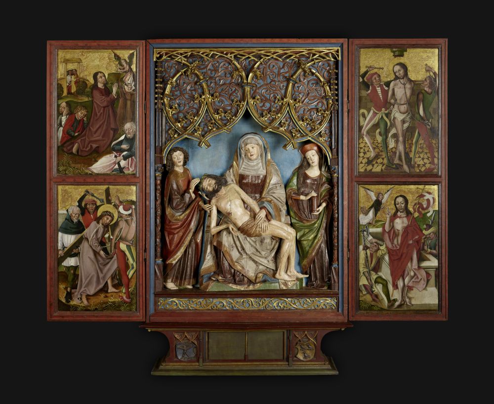 Rauriser Altar, Salzburg, 1490–99, Holz, gefasst und vergoldet, Salzburg Museum, Inv.-Nr. 1088-91