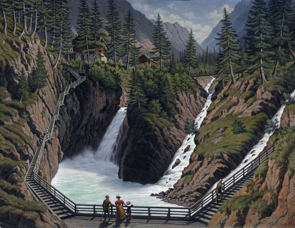 Hubert Sattler (1817–1904), Kosmorama: Kesselfall im Kapruner Tal, 1895–1900, Öl auf Leinwand, © Salzburg Museum