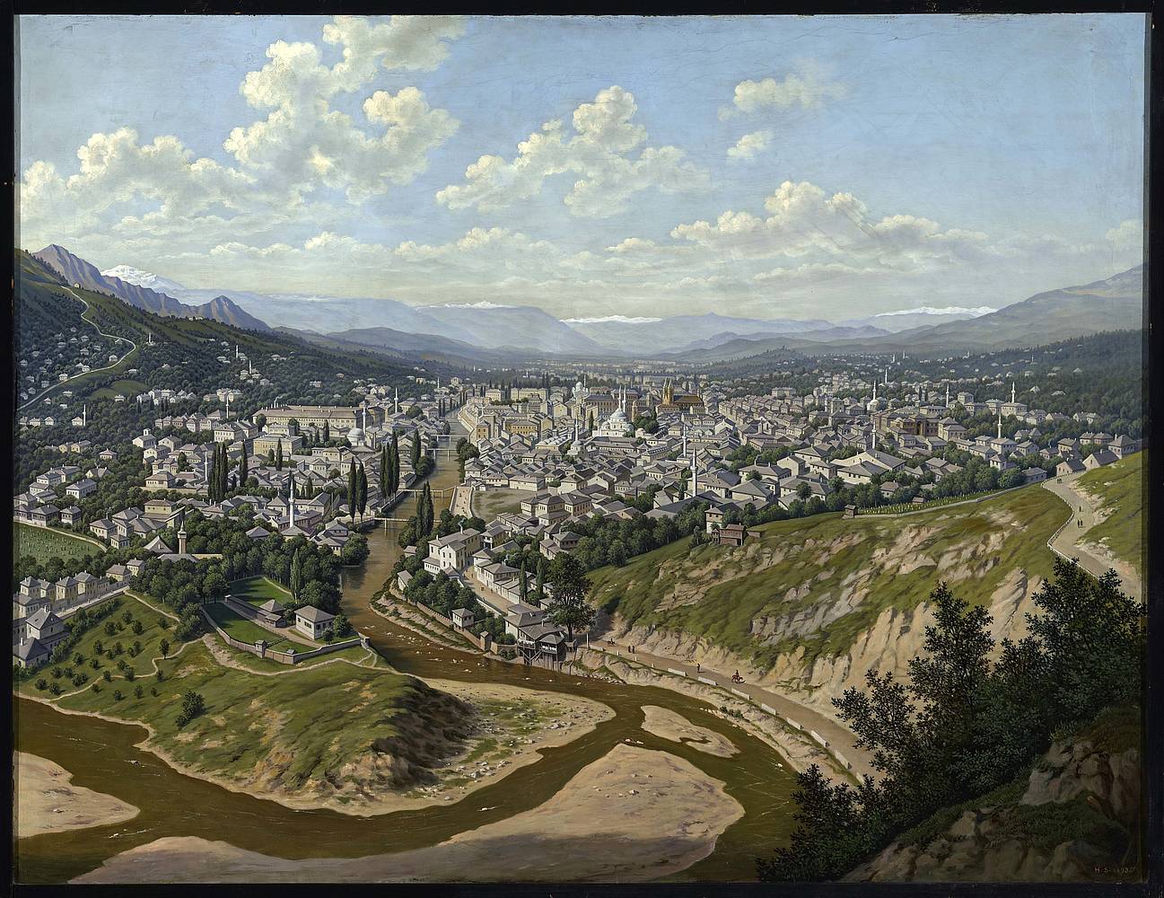 Hubert Sattler (1817–1904), Kosmorama: Sarajevo (Bosnien und Herzegowina), 1893, Öl auf Leinwand, © Salzburg Museum