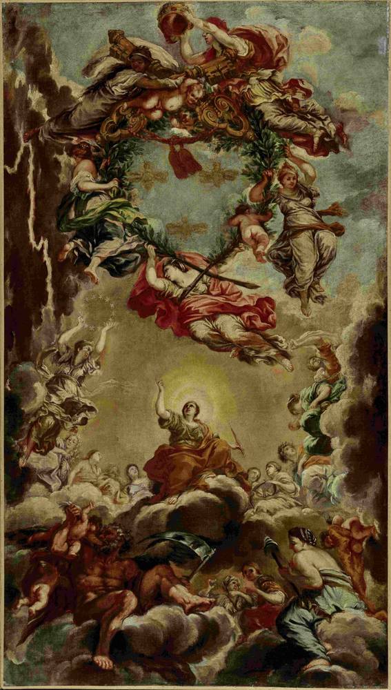 Pietro da Cortona, Glorie des Hauses Barberini und des Papstes Urban VIII. nach 1632, Öl auf Leinwand, Inv.-Nr. RO 0009