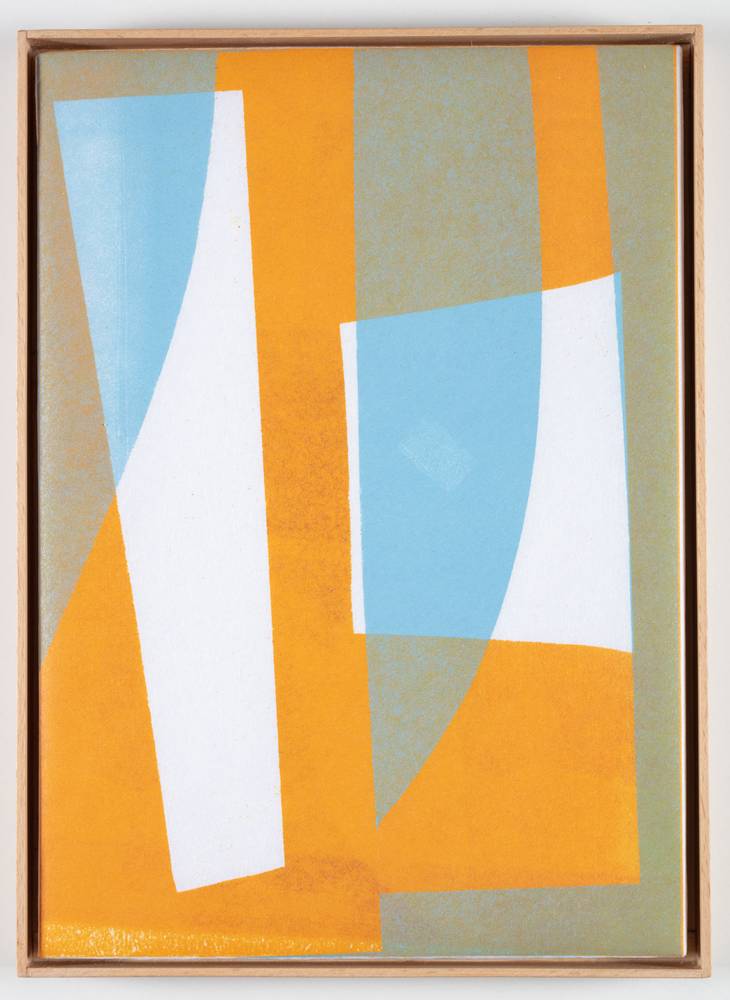 Tina Graf (*1997), KW 16 und KW 24 aus der Serie „xxx/365“, 2021-22, Schablonen-Linoldruck auf Japanpapier, jeweils 30 x 22,5 cm, InvNr 1074 a-g2023 und InvNr 1075 a-g-2023