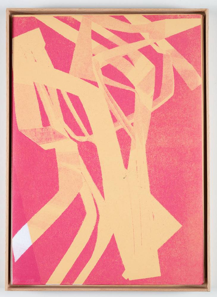 Tina Graf (*1997), KW 16 und KW 24 aus der Serie „xxx/365“, 2021-22, Schablonen-Linoldruck auf Japanpapier, jeweils 30 x 22,5 cm, InvNr 1074 a-g2023 und InvNr 1075 a-g-2023