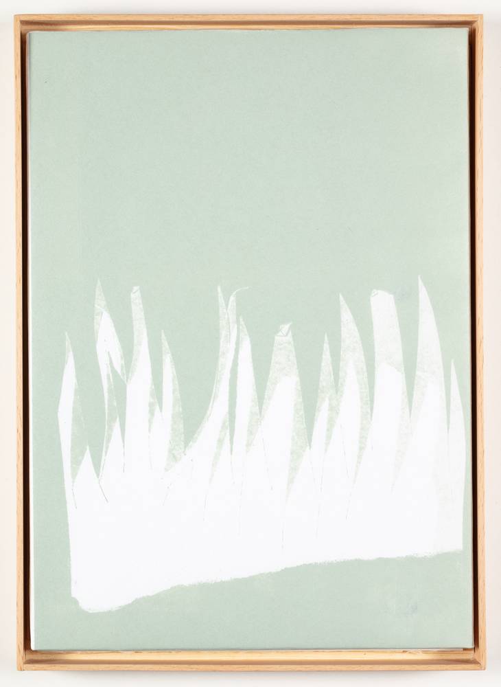 Tina Graf (*1997), KW 16 und KW 24 aus der Serie „xxx/365“, 2021-22, Schablonen-Linoldruck auf Japanpapier, jeweils 30 x 22,5 cm, InvNr 1074 a-g2023 und InvNr 1075 a-g-2023