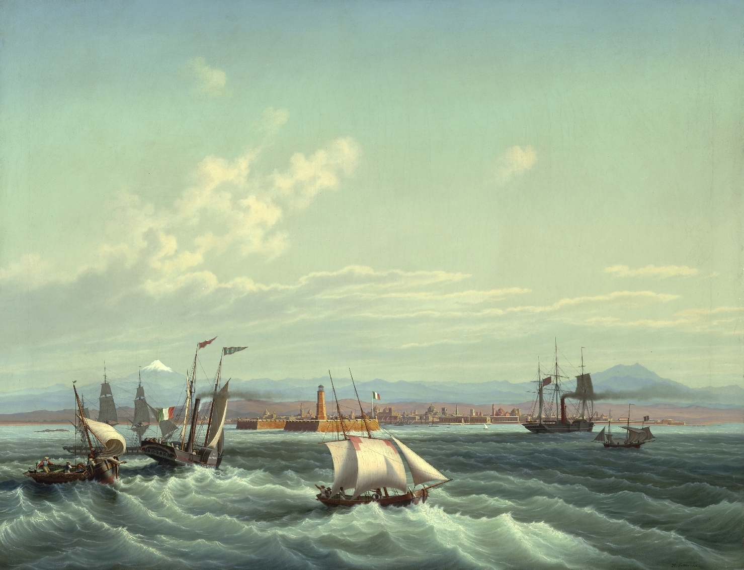Die Seestadt und Festung Vera-Cruz [Veracruz] in Mexiko, 1862, Öl auf Leinwand, Inv.-Nr. 9063-49