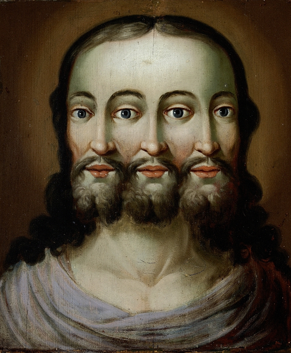 Trifrons (Trinity?), unknown artist, 18th c., oil on wood, inv. no. 54-52