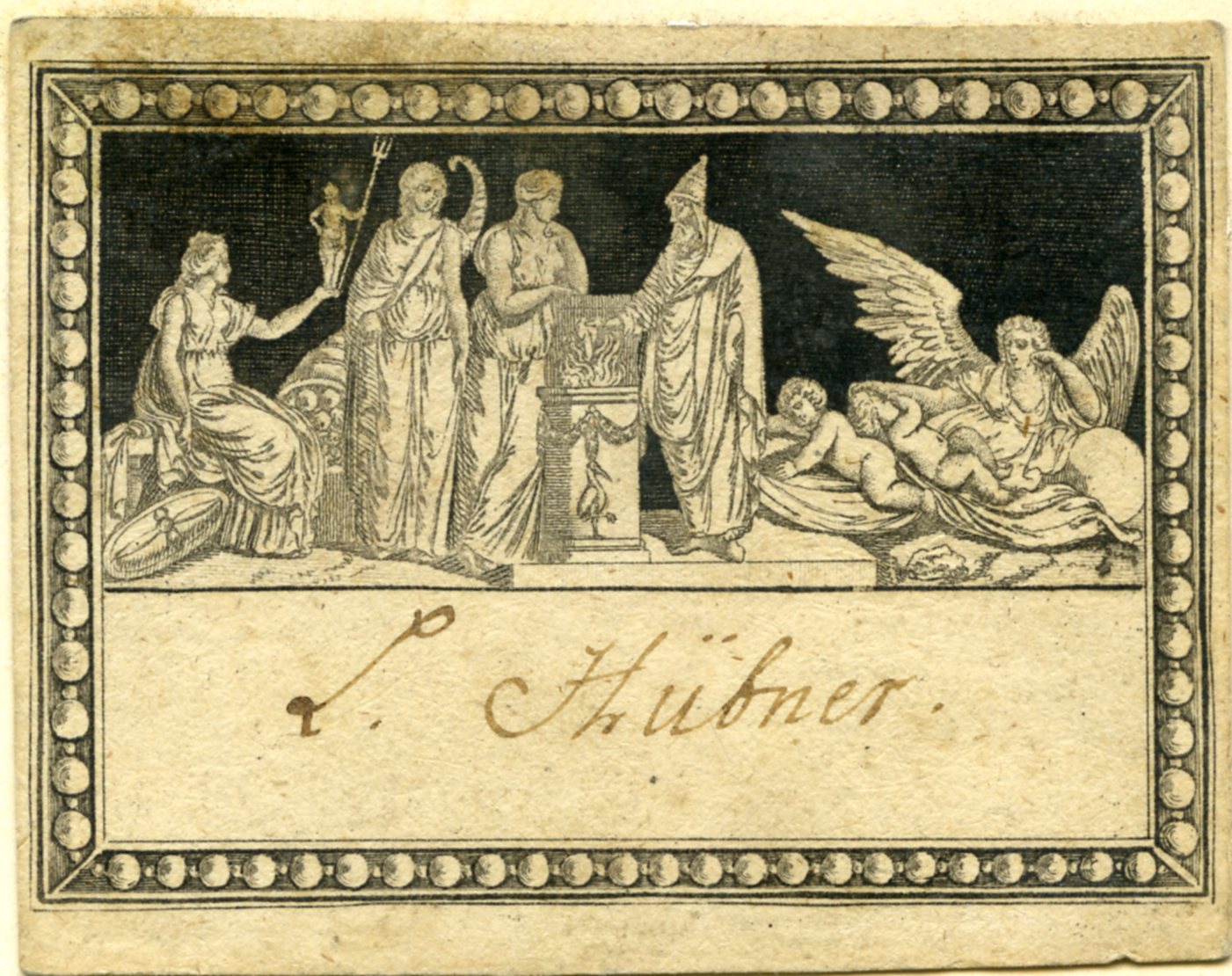 Unbekannt, Exlibris Lorenz Hübner, Salzburg, 4/4 18. Jh., Papier, Inv.-Nr. BIB EXL 0003