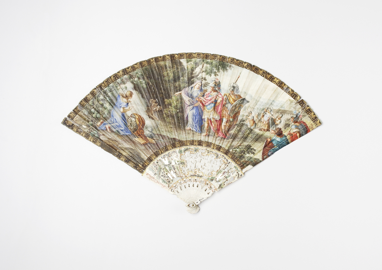 Fan with mythological motif, France or Italy, 2nd half 18th c., parchment, painted, ivory, inv. no. 157-31
