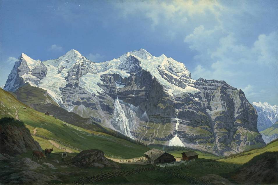 Wengernalp im Berner Oberland mit Aussicht auf Eiger, Mönch und Jungfrau (Schweiz), Hubert Sattler (1817–1904), 1860-1870, Öl auf Leinwand Salzburg Museum, Inv.-Nr. 9051-49