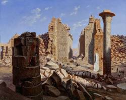 Die Ruinen von Karnak in Theben, Oberägypten, 1868, Öl auf Leinwand, Salzburg Museum, Inv.-Nr. 9071-49