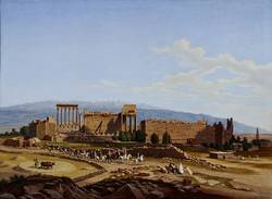 Die Ruinen von Baalbek, im Hintergrund der Libanon, 1846, Öl auf Leinwand, Salzburg Museum, Inv.-Nr. 9086-49