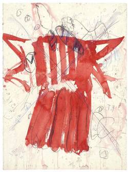 Johann Weyringer, Stierkopf, Bleistift und Farbstift auf Papier 1980, 76 x 56,5 cm