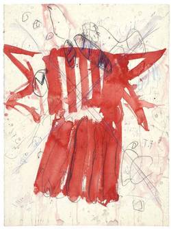 Johann Weyringer, Stierkopf, Bleistift und Farbstift auf Papier 1980, 76 x 56,5 cm