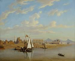 Die Ruinen von Luxor in Theben (Ägypten), 1851, Öl auf Leinwand, Salzburg Museum, Inv.-Nr. 7141-49