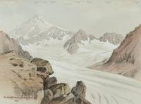 Carl von Frey, Der Großglockner vom Bergertörl aus, Bleistift, Aquarell auf Tonpapier, Privatbesitz.