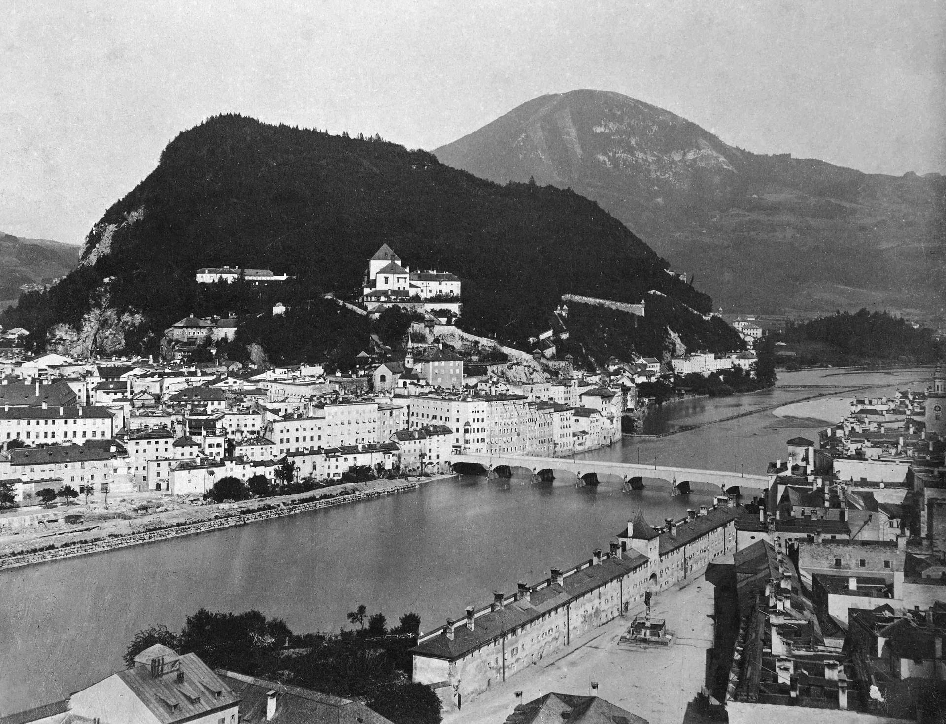 Historic city and new town seen from Mönchsberg towards Gaisberg, 1862, inv. no. F 82
