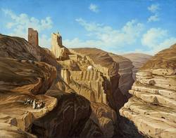 "Das Kloster San Saba [Mar Saba] zwischen Jerusalem und dem todten Meere", 1849, Öl auf Leinwand, Salzburg Museum, Inv.-Nr. 9076-49