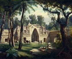 Die Ruinen von Labná in Yukatan, in Zentralamerika, 1866, Öl auf Leinwand, Salzburg Museum, Inv.-Nr. 7142-49