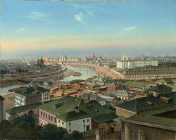 "Ansichten von Moskau mit dem Kreml", 1860/70, Öl auf Leinwand, Salzburg Museum, Inv.-Nr. 9047-49