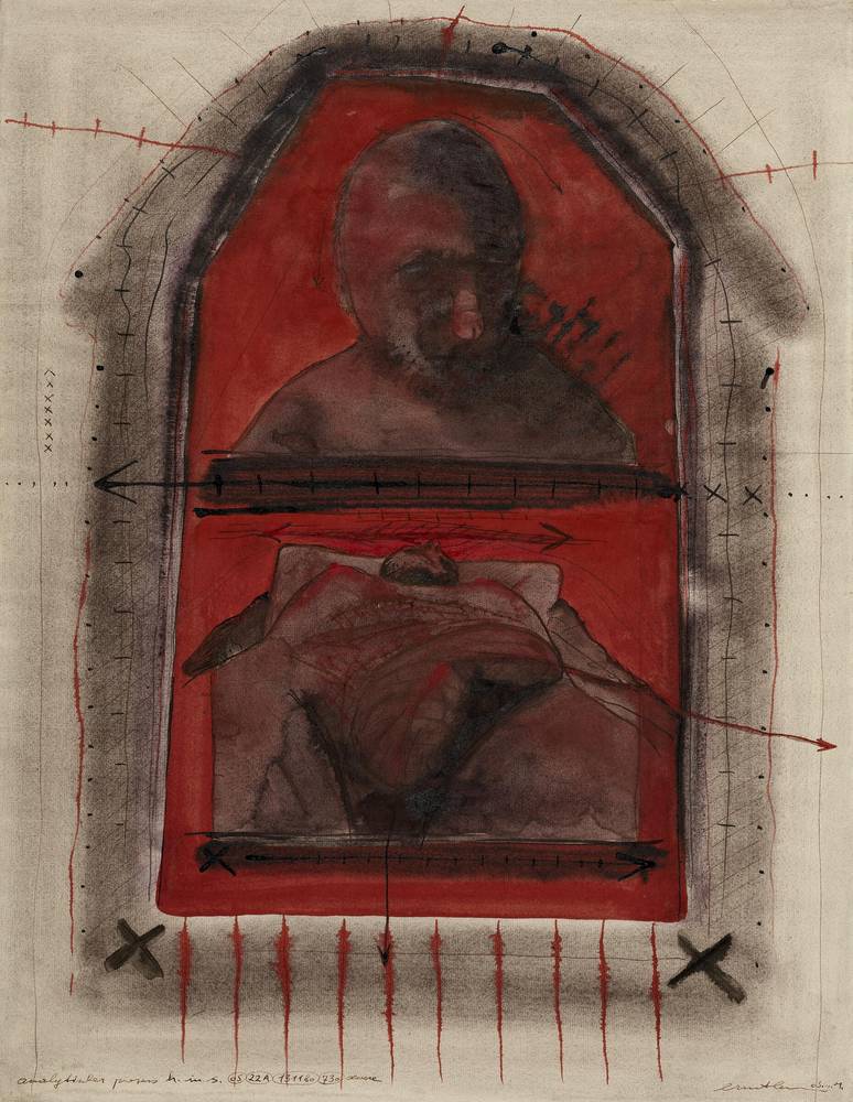 Ernst Len, analytischer Prozess h. in s. Tusche, 62 x 48 cm, 3 n.M. (1983), Inv.Nr. 1068-2024