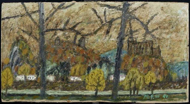 Max Peiffer Watenphul (1896–1976), Salzburger Landschaft im Herbst, 1945, Öl auf Pappe  © Salzburg Museum (Schenkung Familie Pasqualucci)